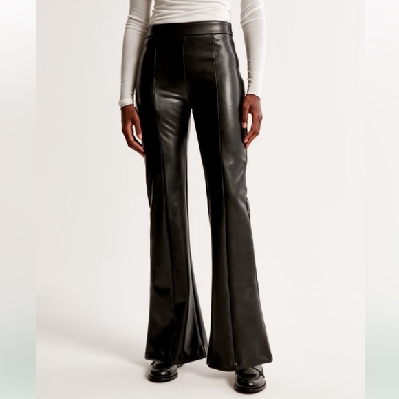 Abercrombie & Fitch Pants - Abercrombie & Fitch Black Vegan Leather Split-Hem Flare